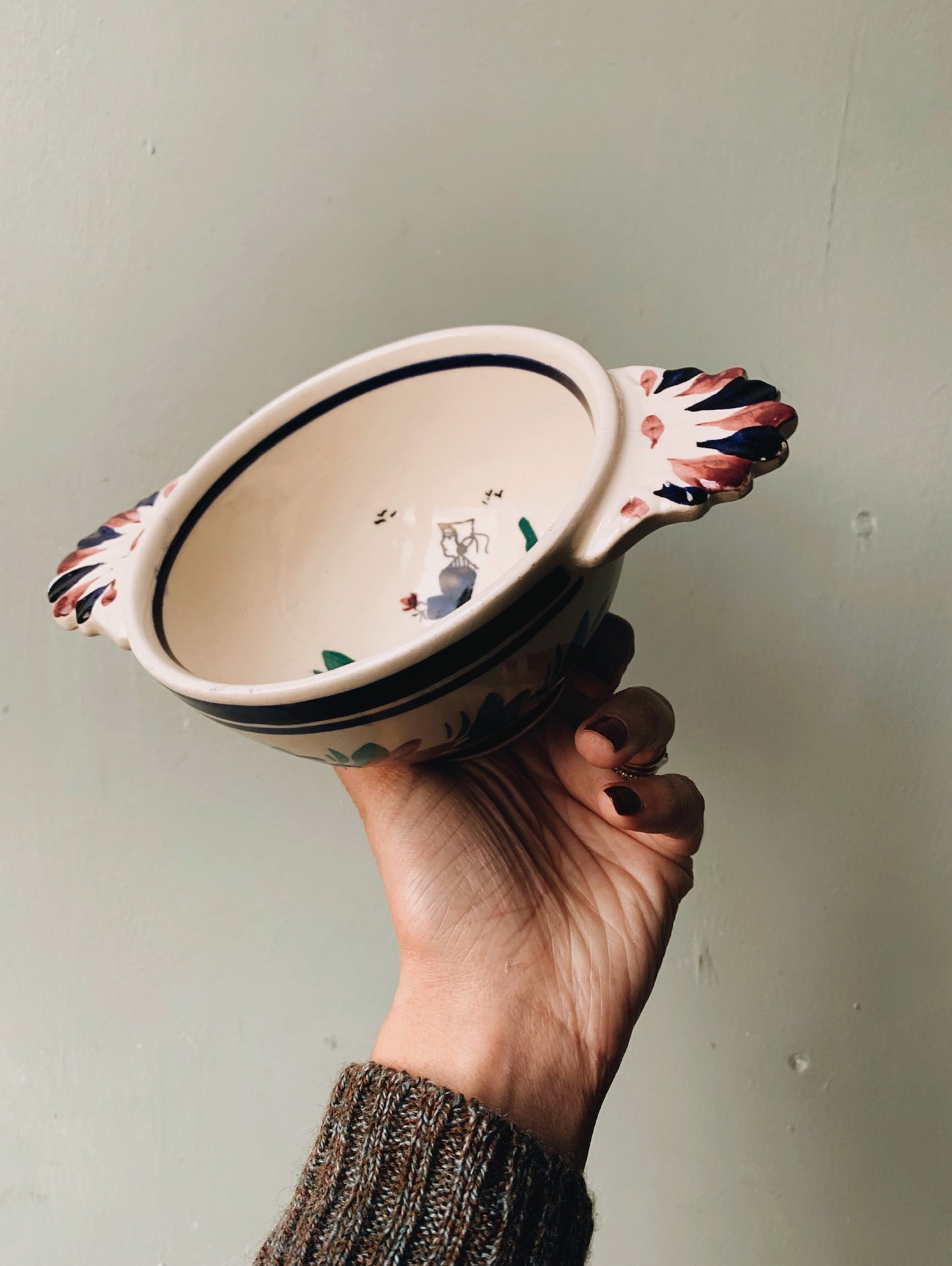 Vintage Folksy Porridge Bowl
