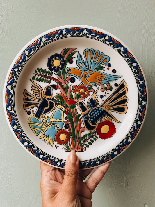 Vintage Colourful bird ~ hand painted wall plate