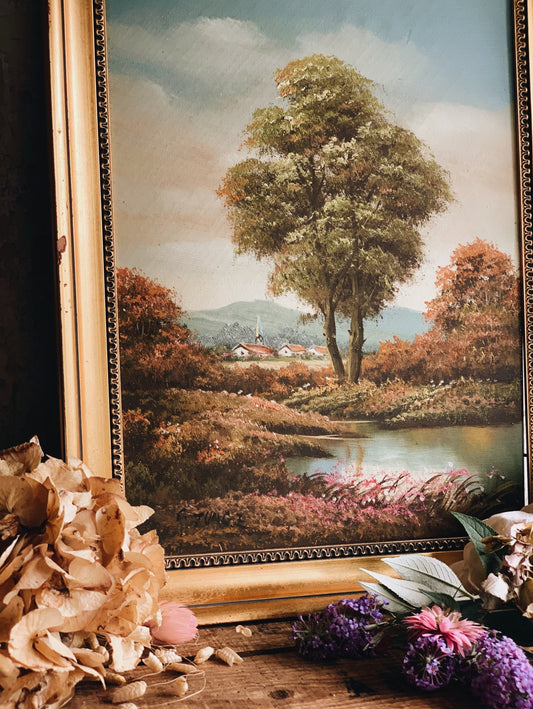 Vintage Signed Impressionist Landscape Painting Framed (UK SHIPPING ONLY)