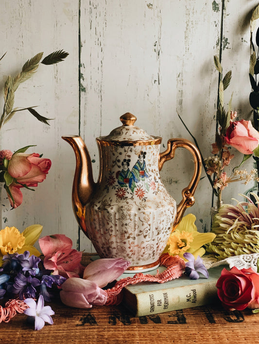 Vintage Japanese Teapot with Gilt Detailing