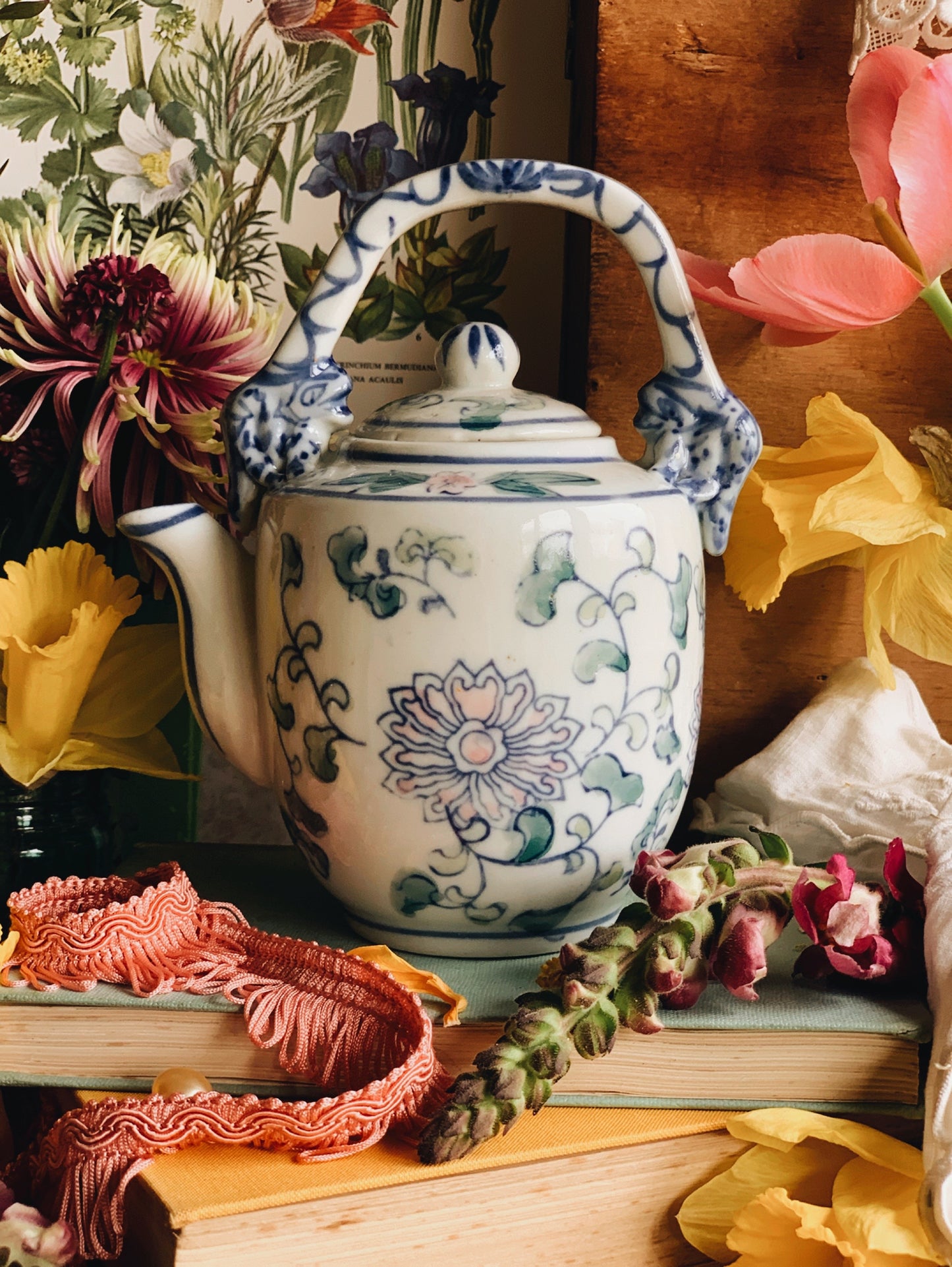 Antique Floral Ming Chinese Teapot