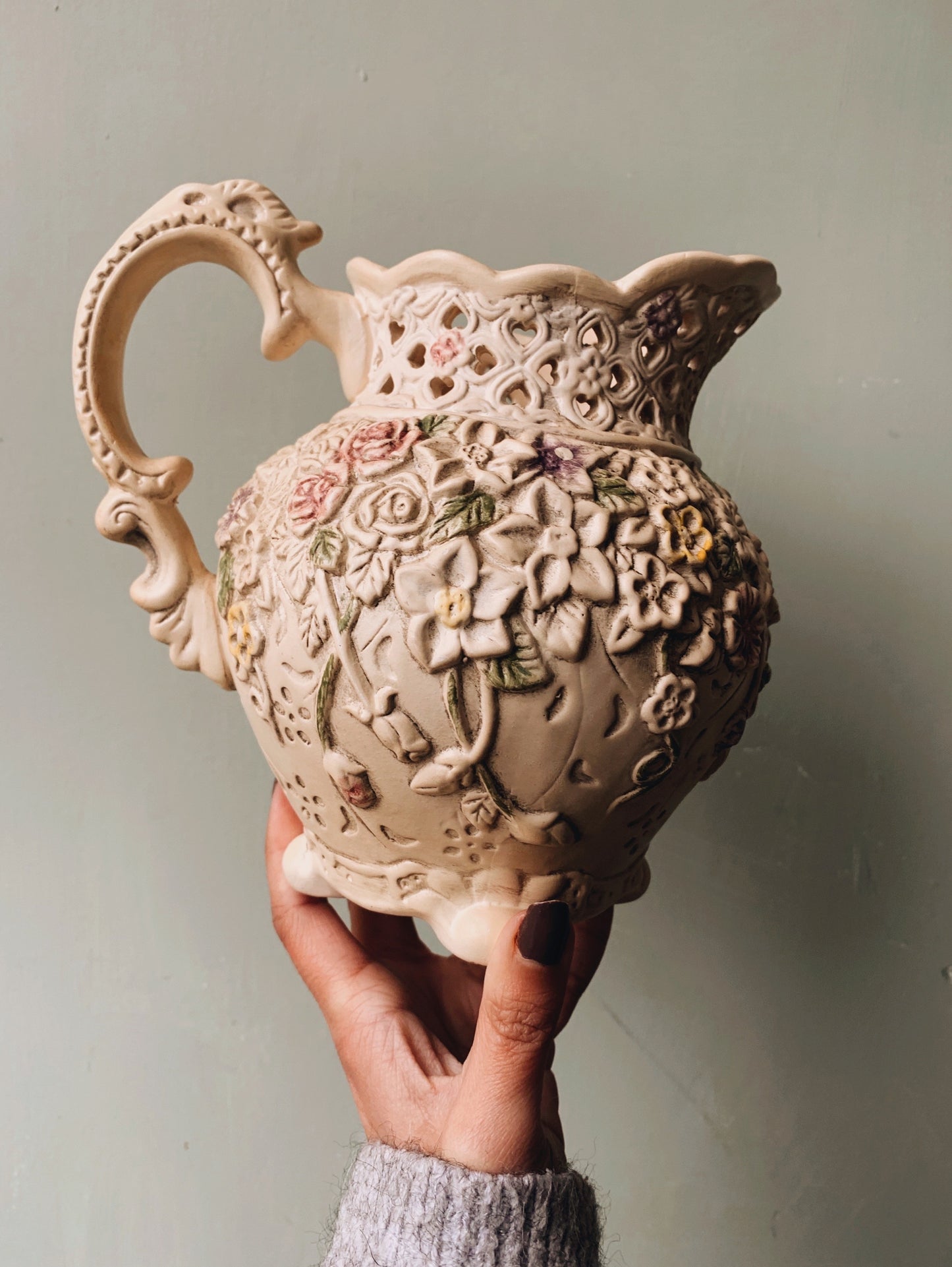 Vintage Floral Relief Vase (jug)