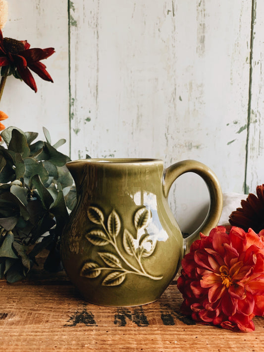 Vintage Green Botanica Holkham Pottery Jug