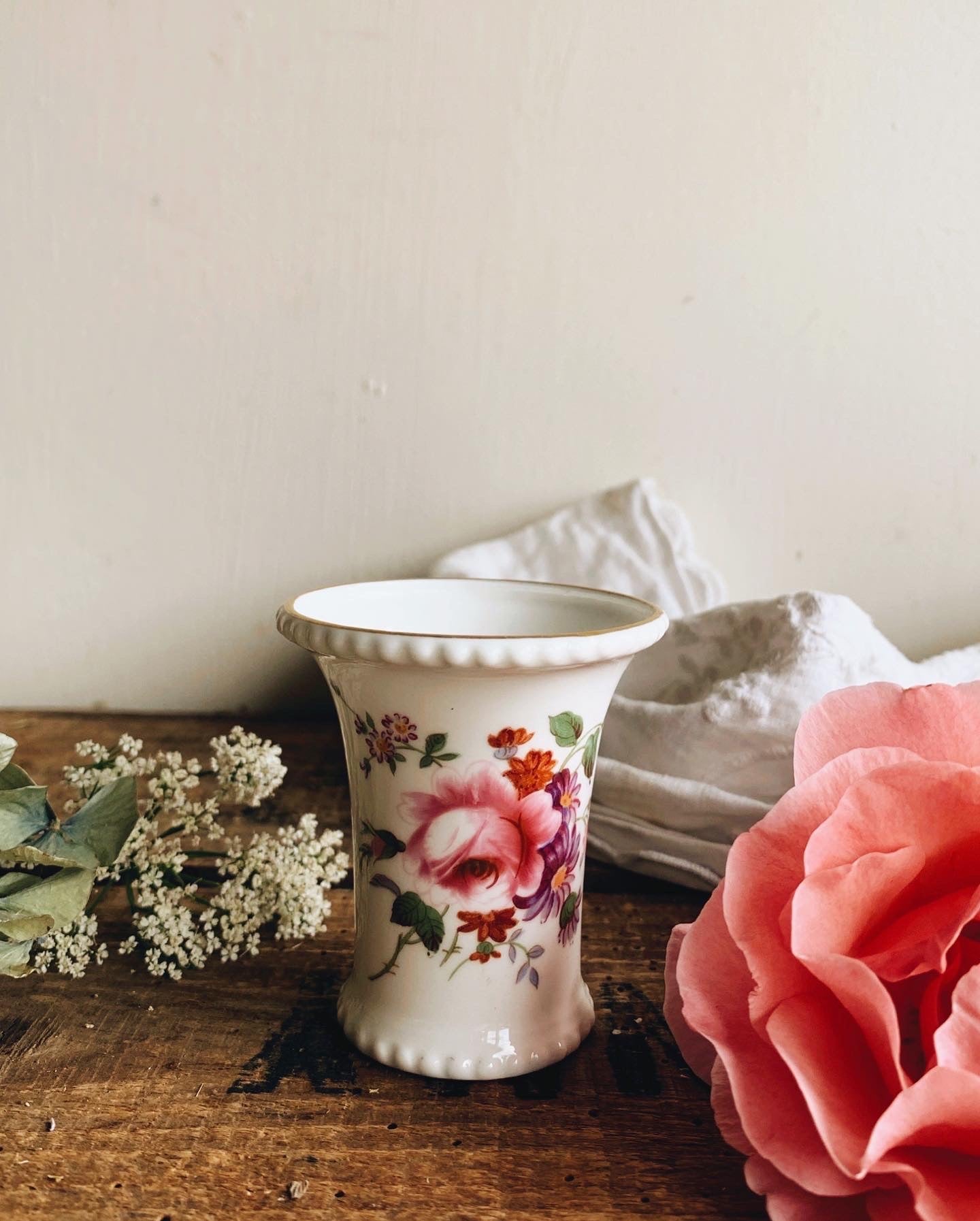 Vintage Royal Crown Rose Vase