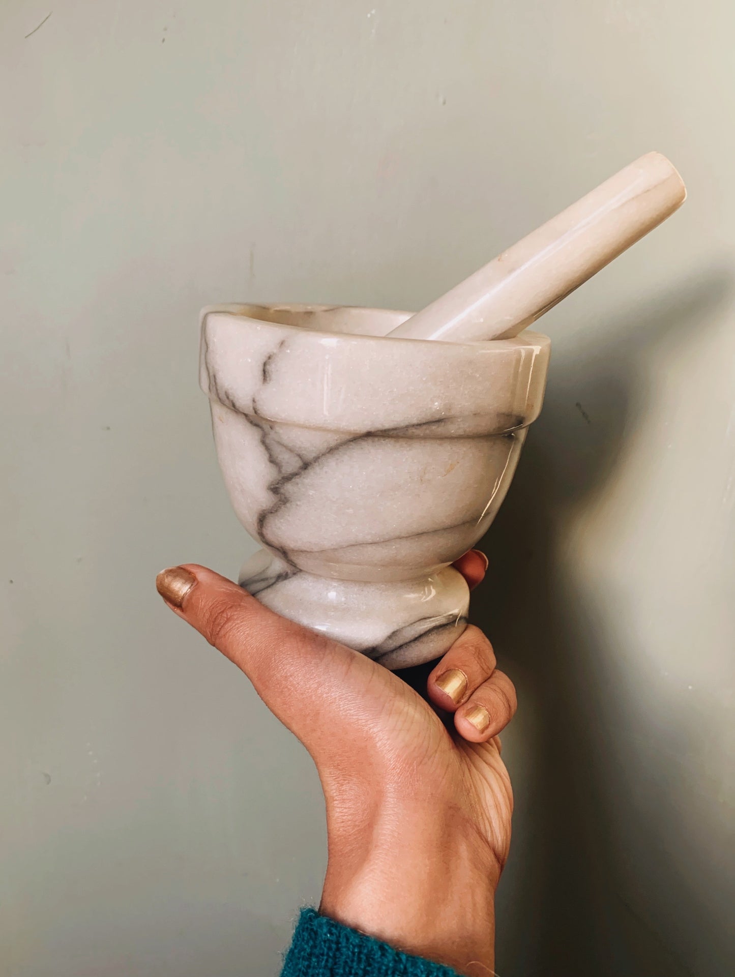 Vintage Marble Mortar & Pestle (UK shipping ONLY)