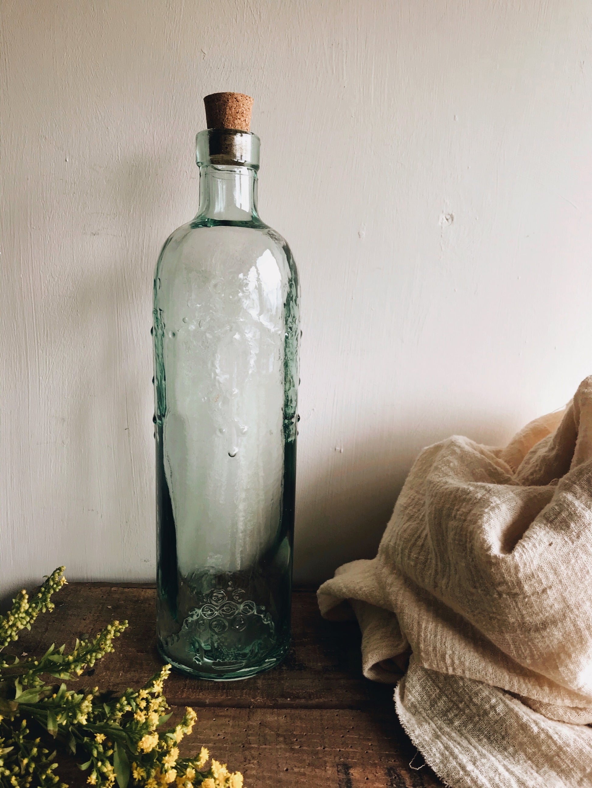 Large Decorative Glass Bottle - Stone & Sage 
