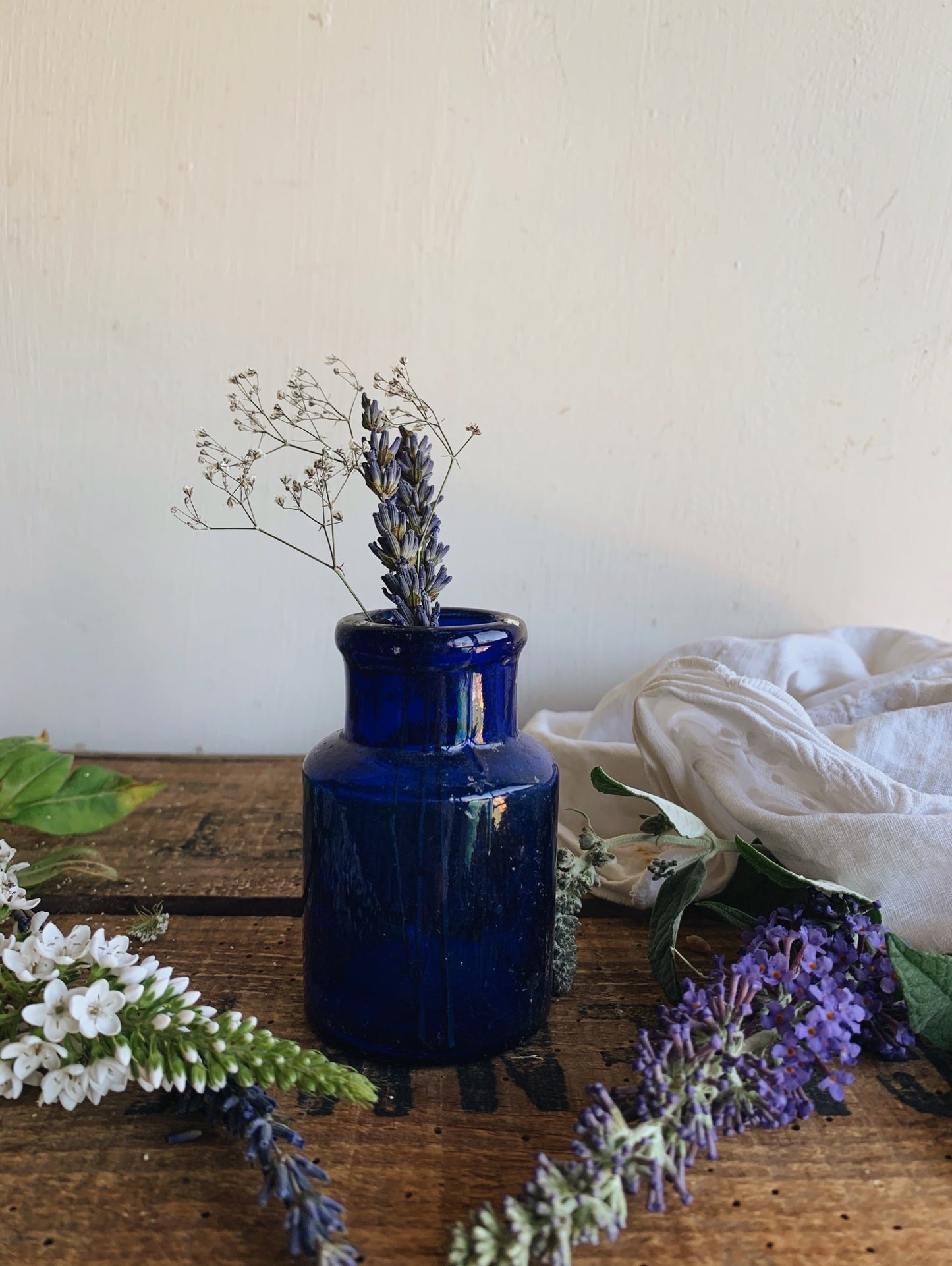 Antique Cobalt blue Glass Pot / Bottle