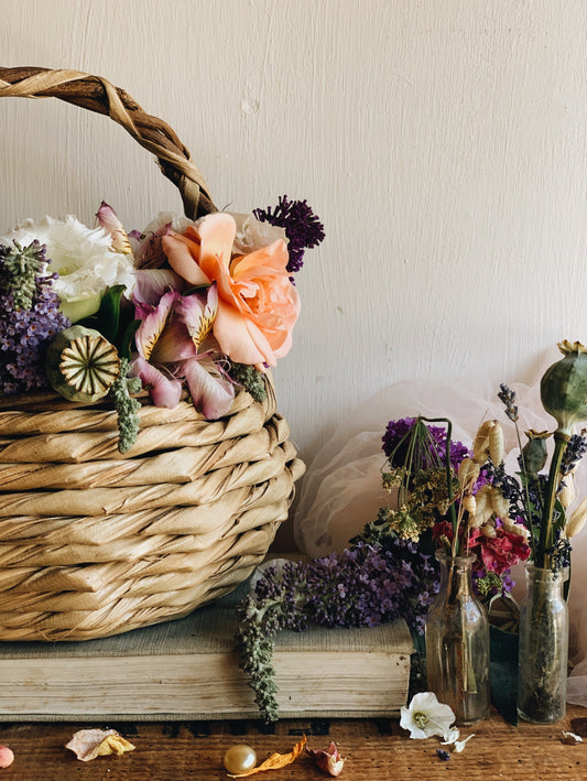 Vintage Rustic Mushroom Foraging Basket