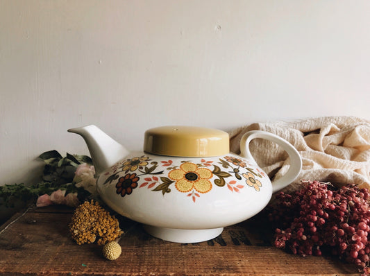 Large Vintage Ridgway Floral Teapot