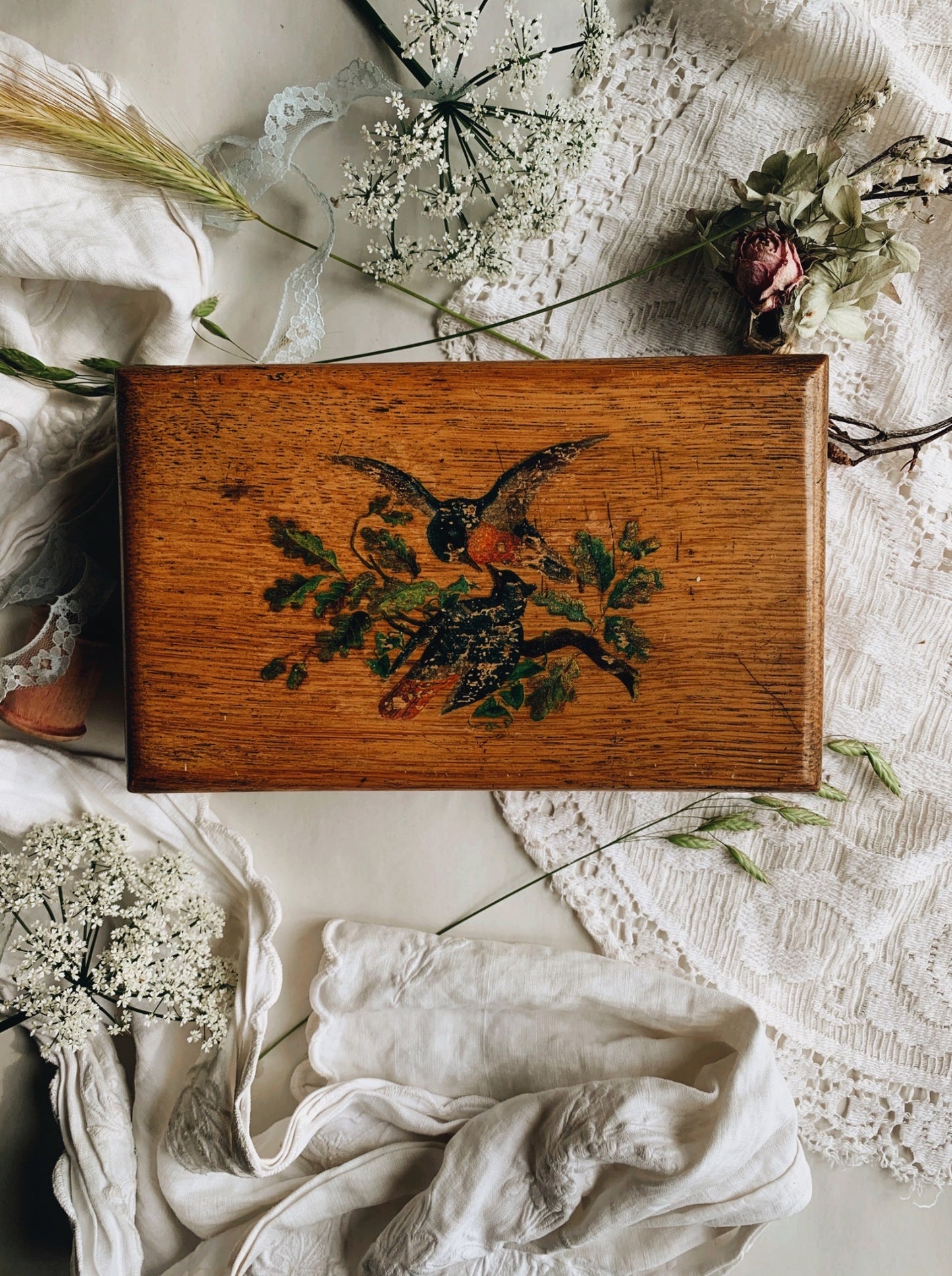 Antique Birds Wooden Box