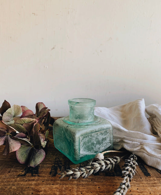 Antique Green / Blue Ink Pot