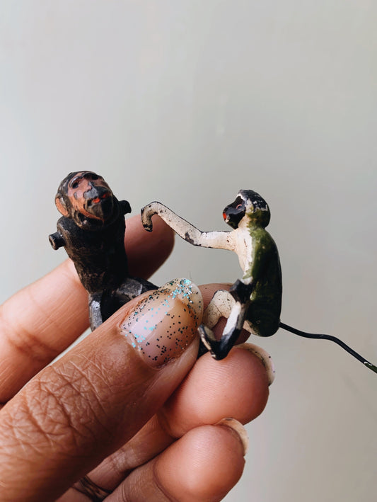 Two Vintage Lead Monkey (2)