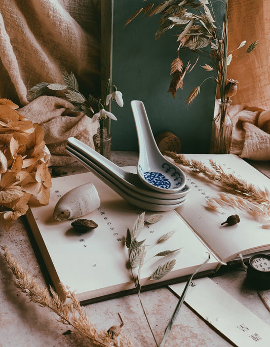 Four Vintage Chinese Ceramic Spoons