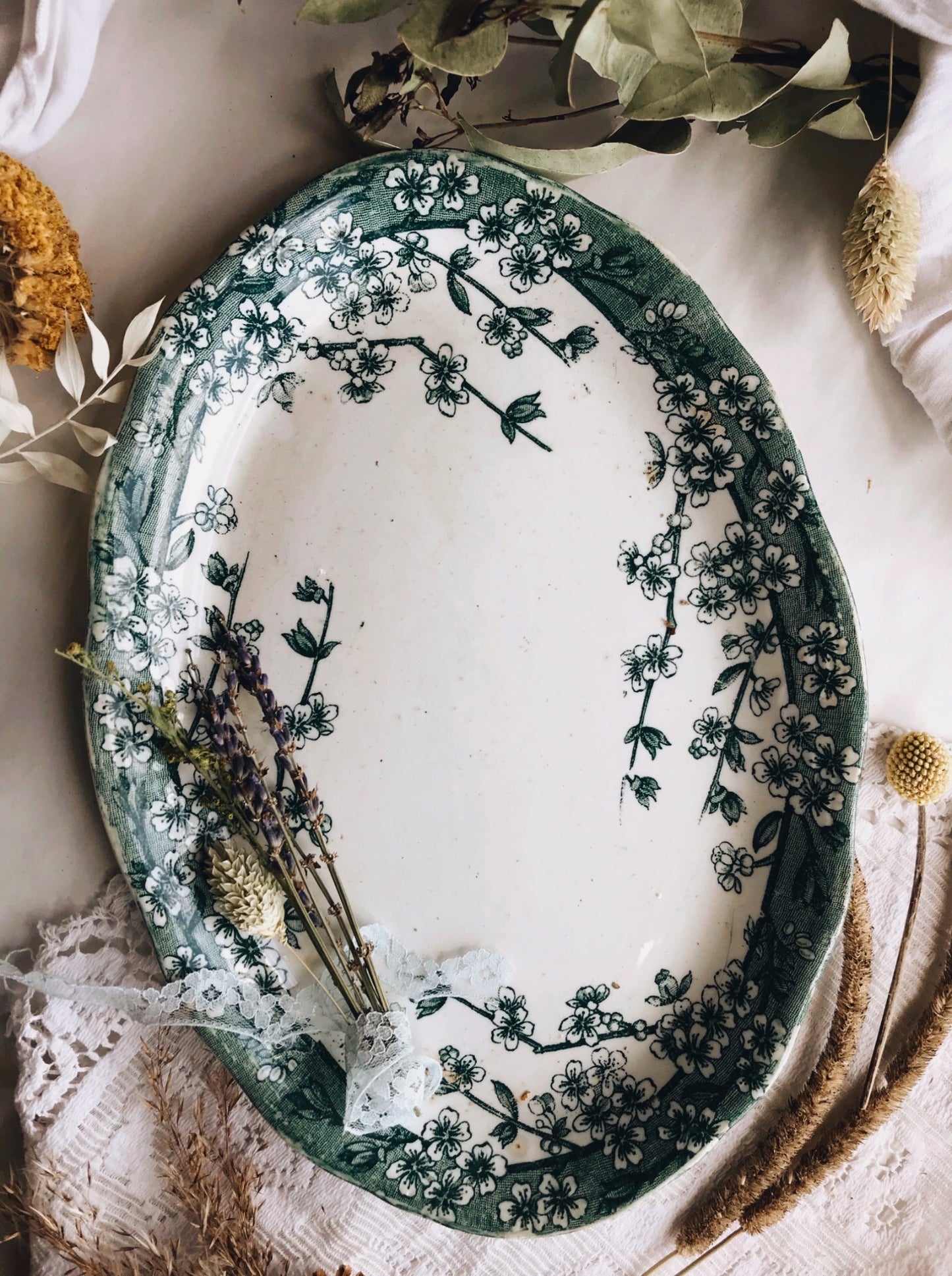 Antique Teal Green Dish