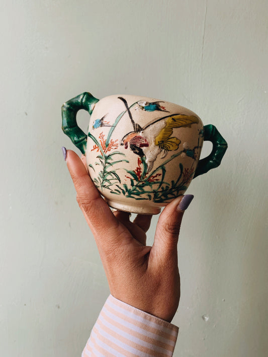 Antique Hand~painted Oriental Pot (lid missing)