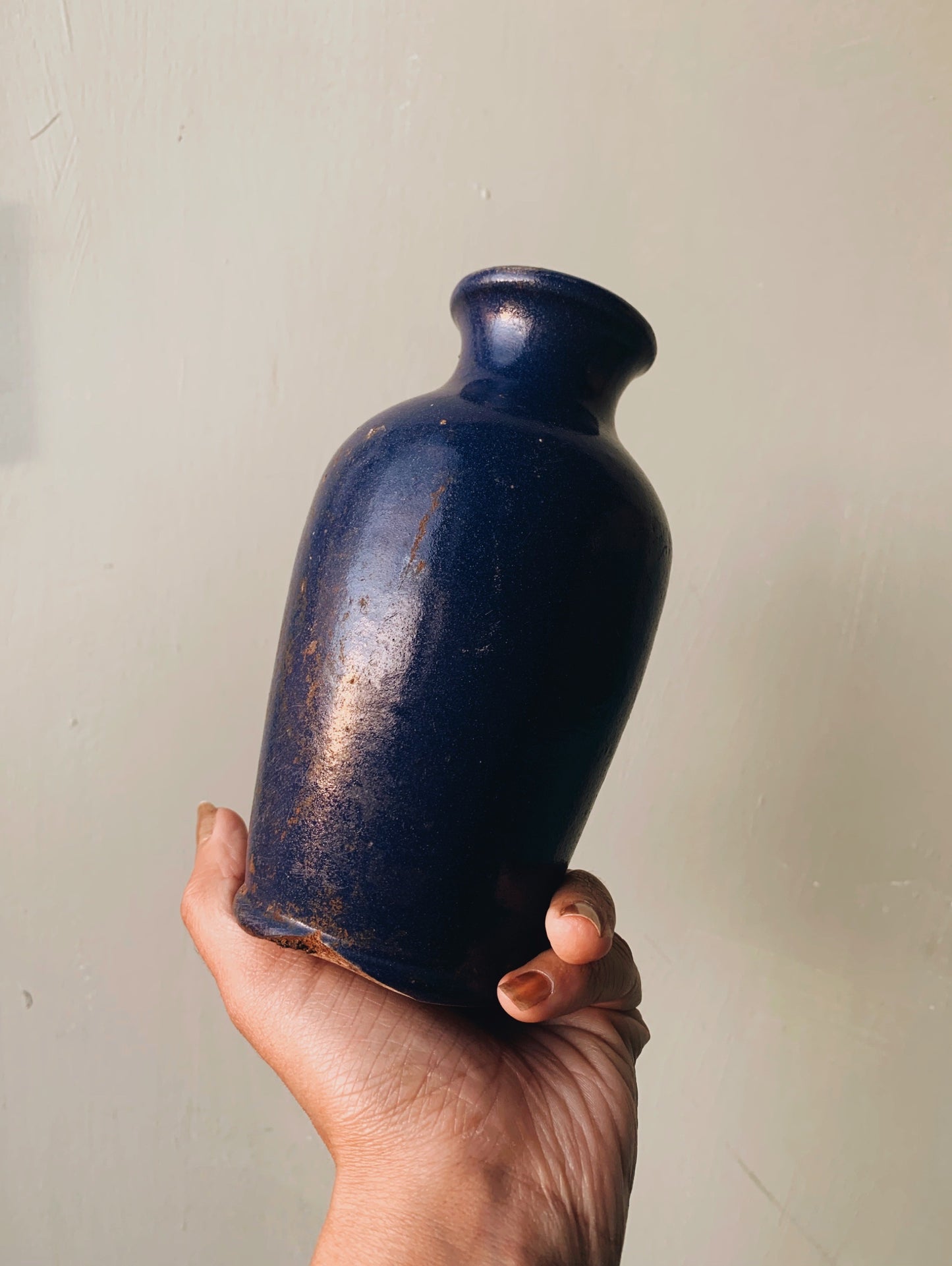 Antique Ronuk Cobalt Blue Polish Pot