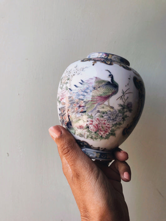 Vintage Decorative Peacock Ginger Jar