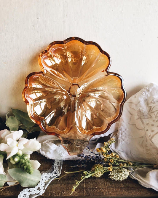 Vintage Orange Glass Shell Dish