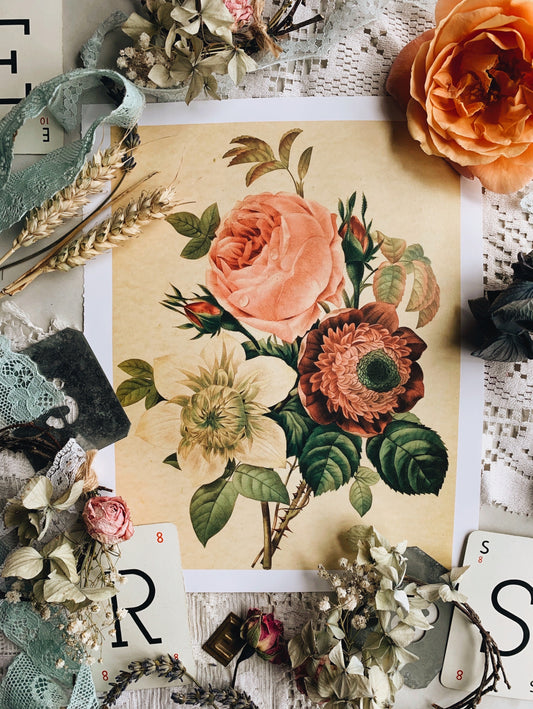 Vintage Style Rose Print