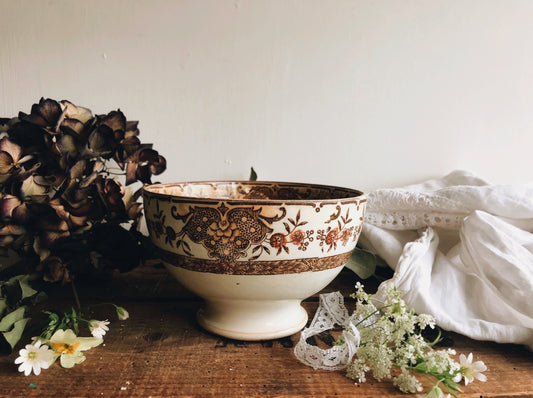 Large Antique 1920s French Céranord Lait Bowl - Stone & Sage 