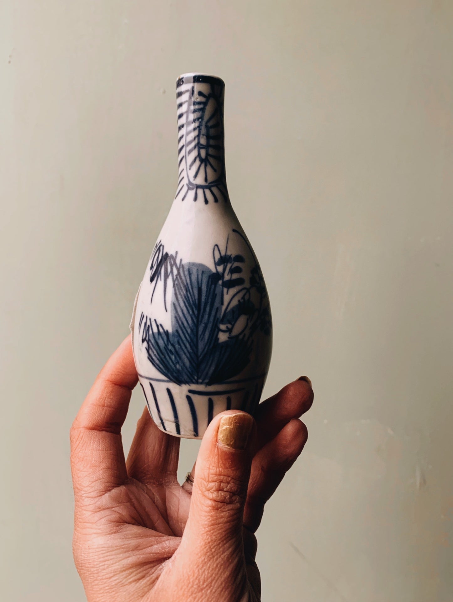 Vintage Hand~painted Oriental Floral Vase