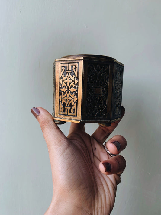 Vintage Brass Decorative Etched Brass Pot
