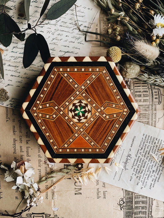 Vintage Wooden Parquet Decorative Box