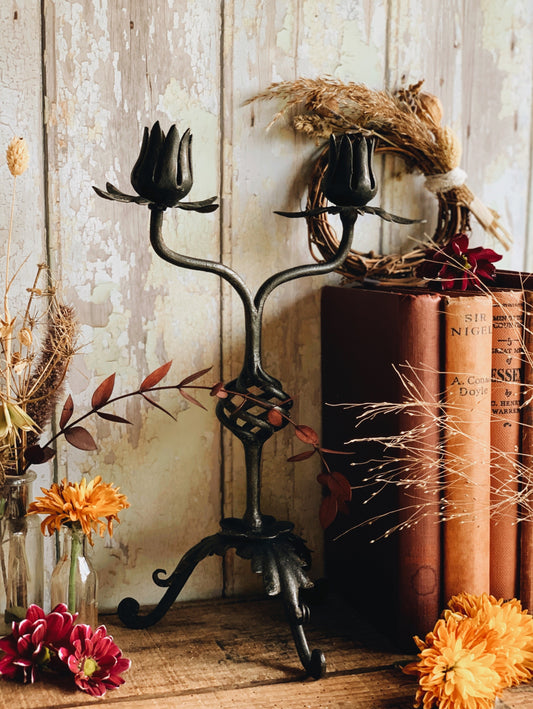 Vintage Cast Iron Candle Holder (UK SHIPPING)