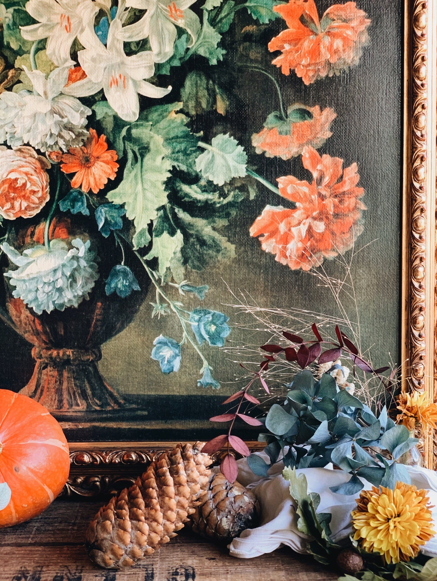 Large Vintage Floral Canvas Artwork (giclees) Framed (UK SHIPPING ONLY)