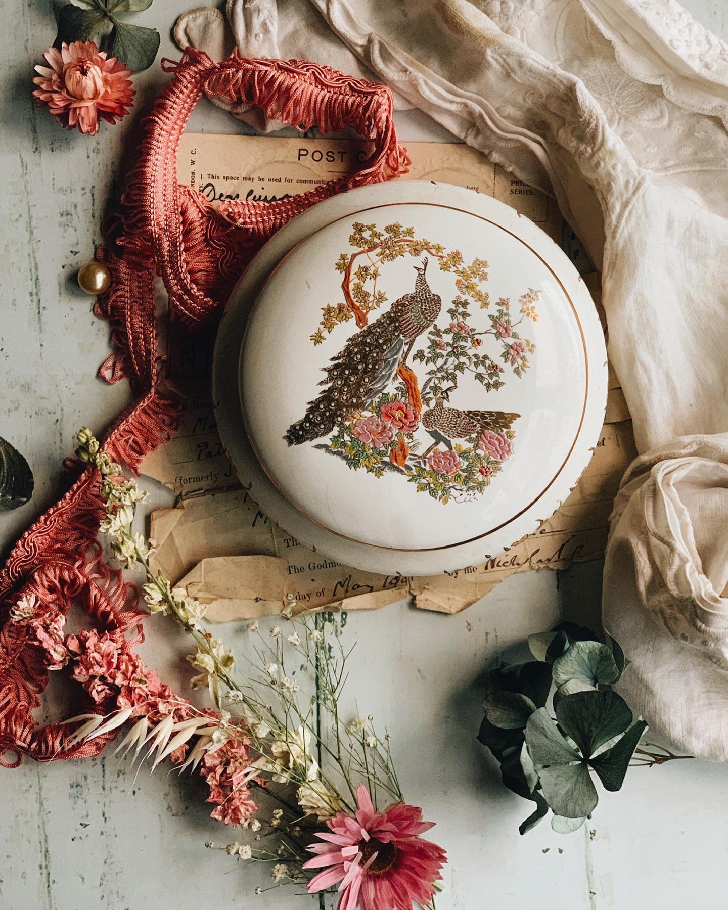 Vintage Greek Peacock Gilt Pot