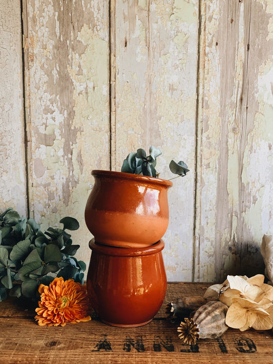 Two Vintage Rustic European Terracotta Pot ~ not matching