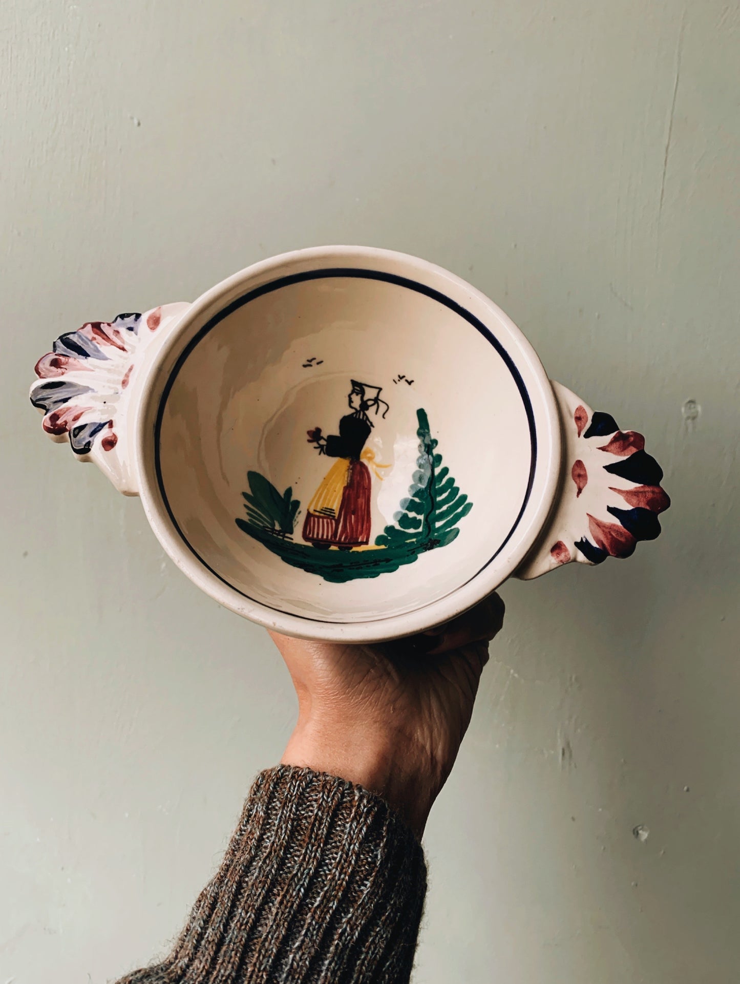 Vintage Folksy Porridge Bowl