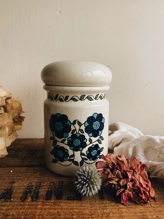 Retro 1970’s Taunton Blue Floral Ceramic Storage Jar