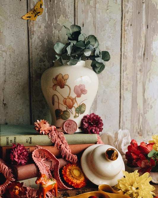 Vintage Floral Japanese Ginger Jar