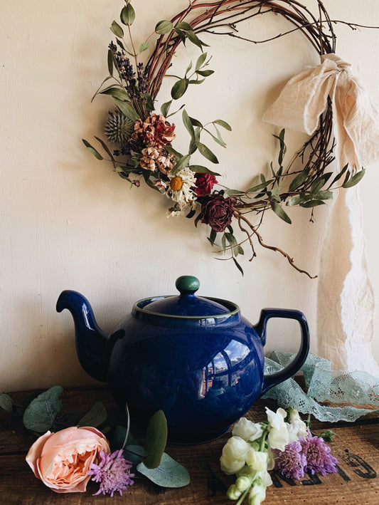 Vintage Blue & Green Ceramic Denby Metz Tea~pot