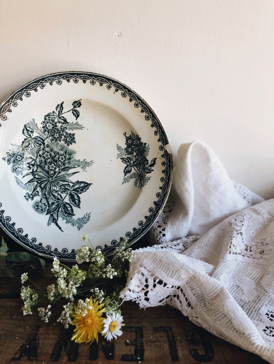 Vintage French Transfer Dish (st amandinoise samand margot) - Stone & Sage 