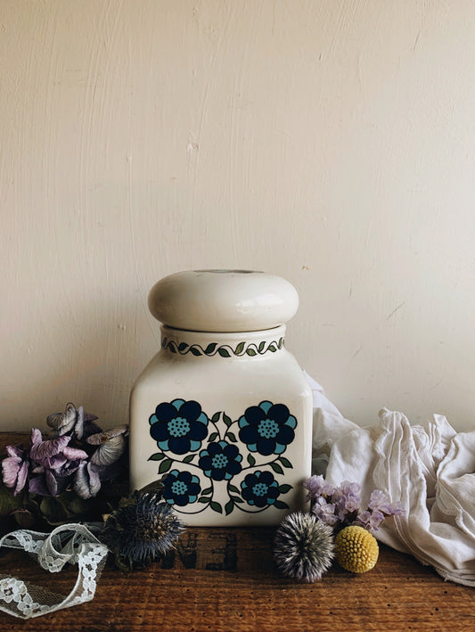 Retro 1970’s Taunton Blue Floral Ceramic Storage Jar