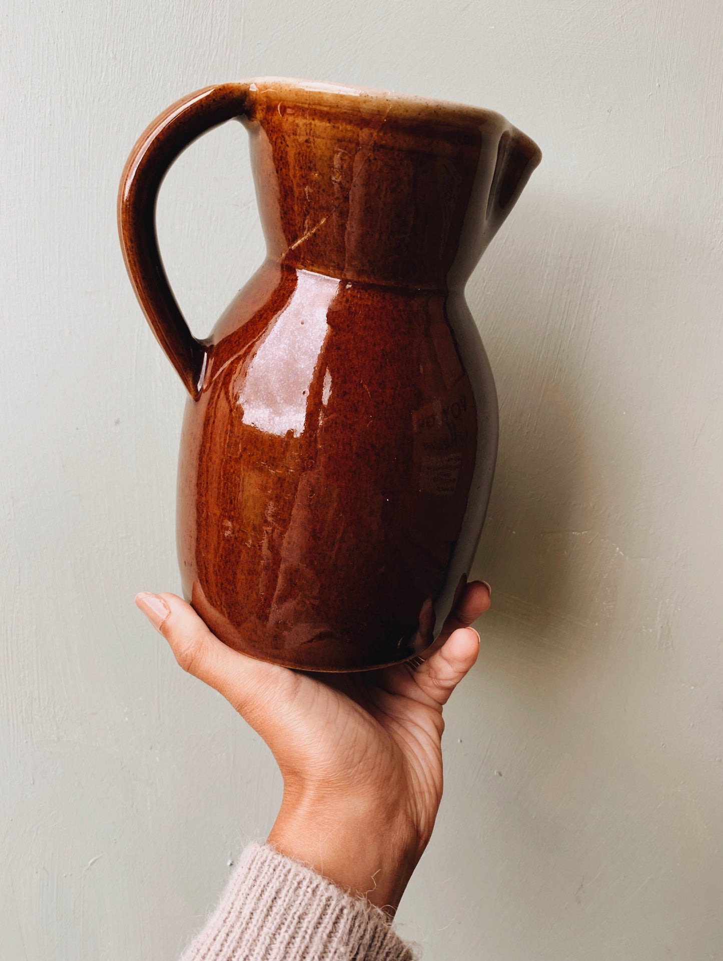 Vintage Rustic Two Tone Earth-ware Jug (UK SHIPPING ONLY)