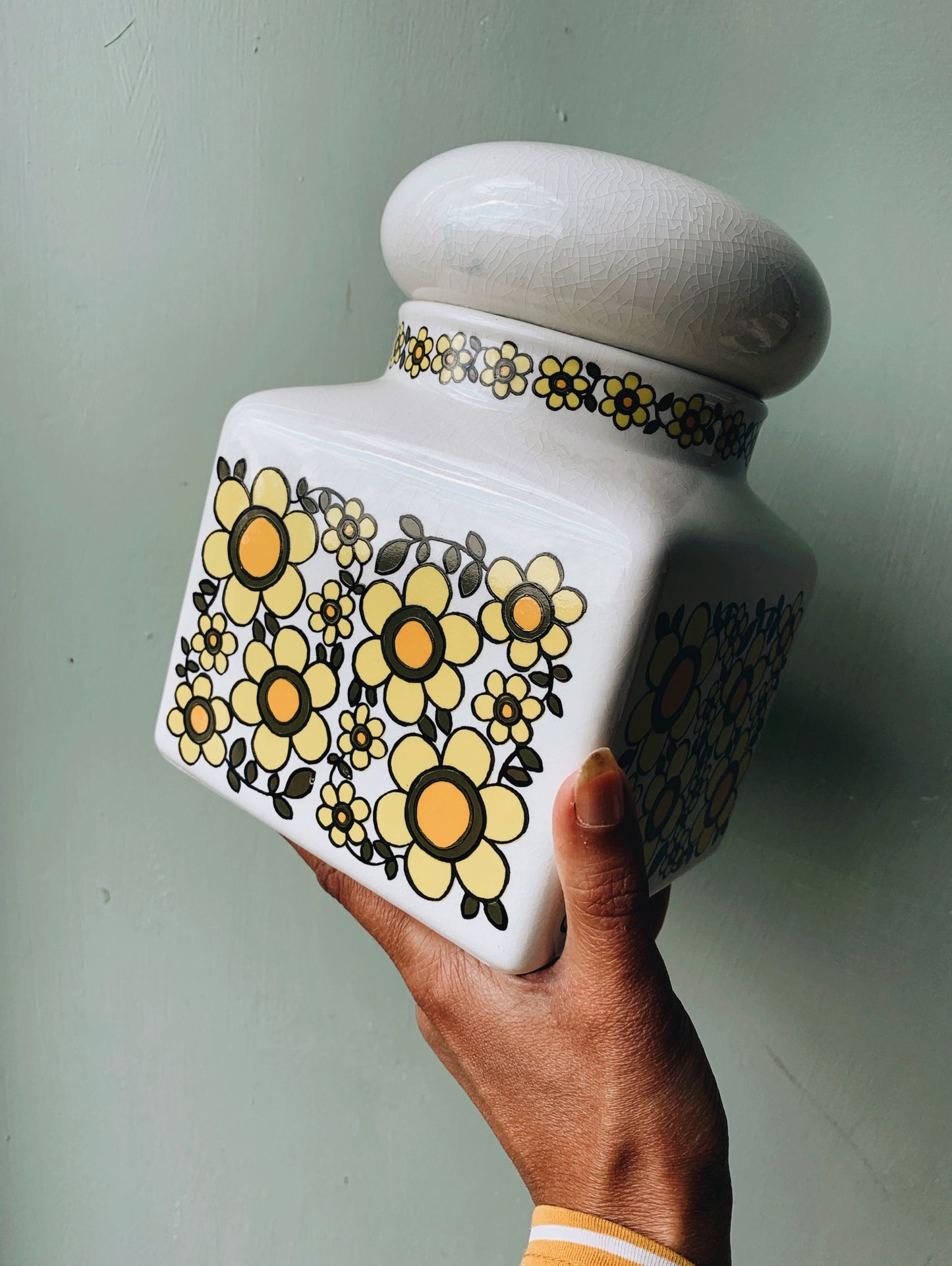 Large Retro Daisy Taunton Vale Ceramic Jar
