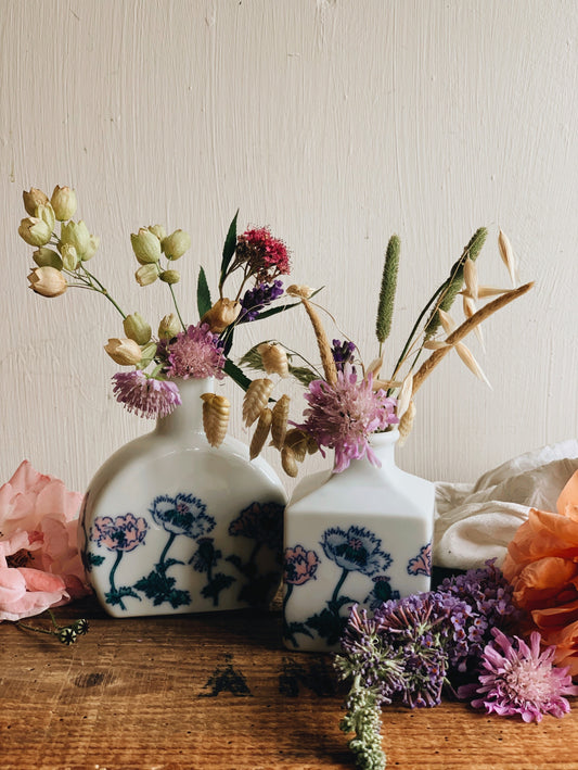 A Set of Two Floral Posy Vases