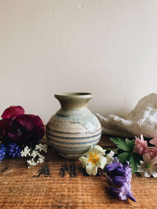 Rustic Blue Drip Glaze Hand~thrown Vase