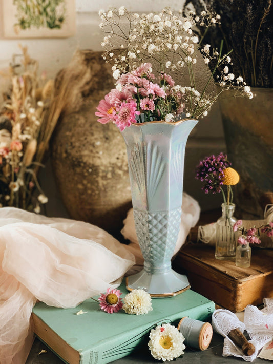 Vintage Art Deco Cornflower Blue (pearly) Vase