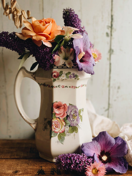 Antique Staffordshire Rose & Blooms Vase