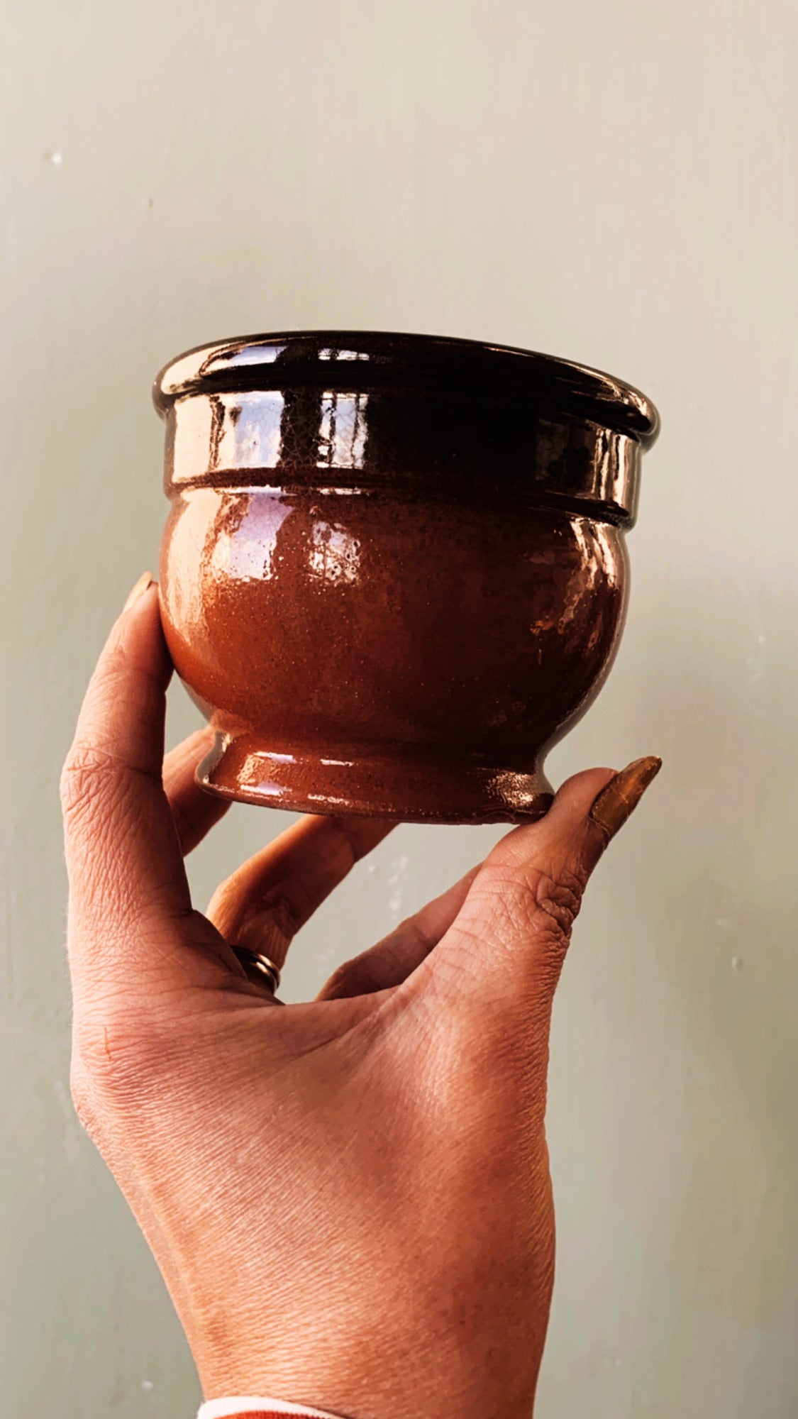 Vintage French Rustic Salt Glaze Terracotta Pot