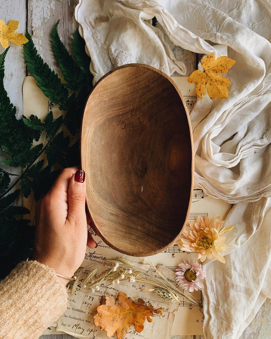 Rustic Hand~carved Wooden Bowl