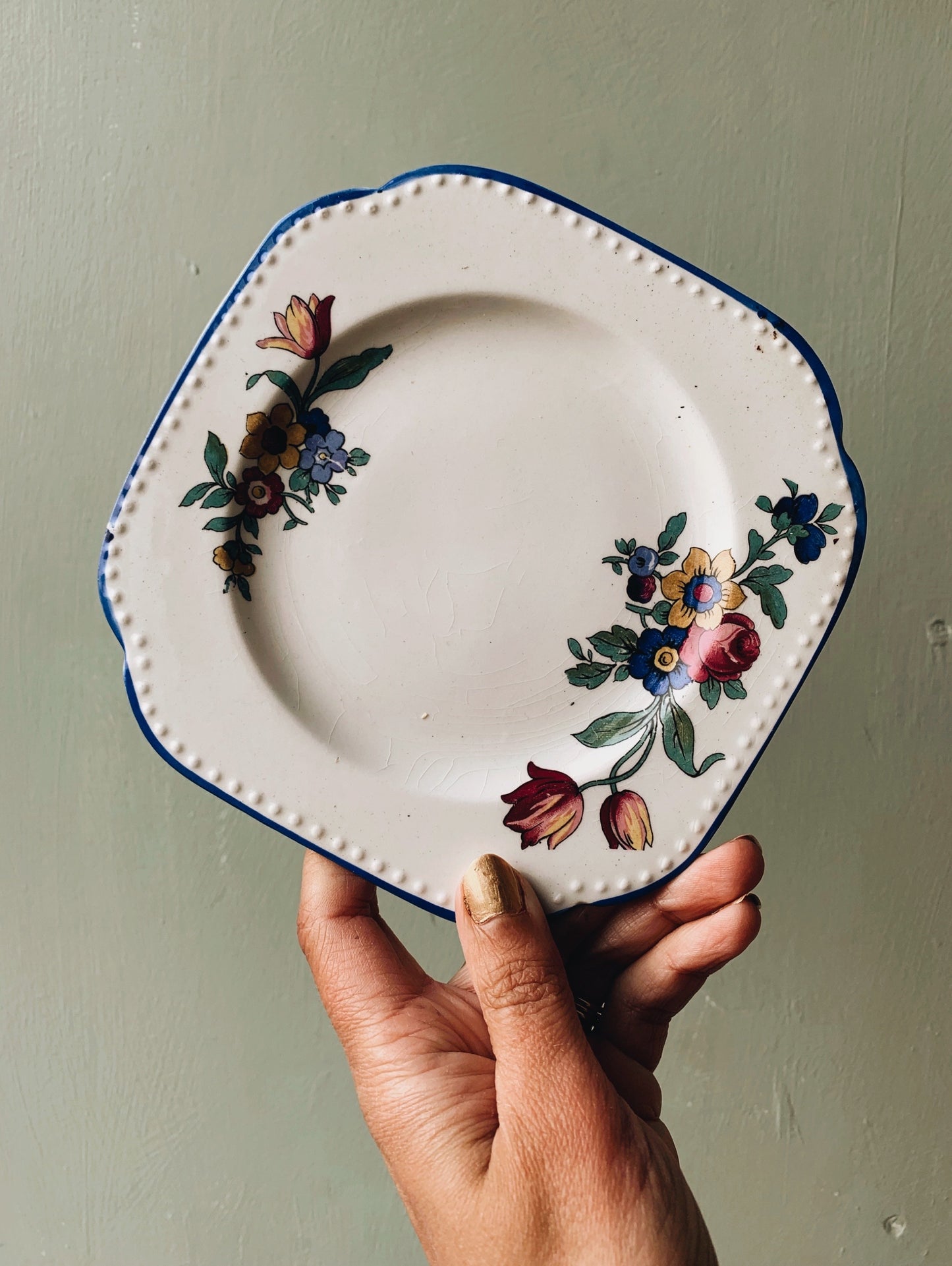 Antique Floral Transfer Side Plates (sold separately four available)