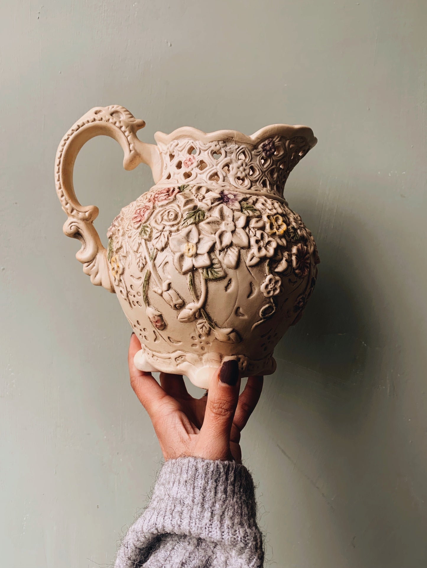 Vintage Floral Relief Vase (jug)