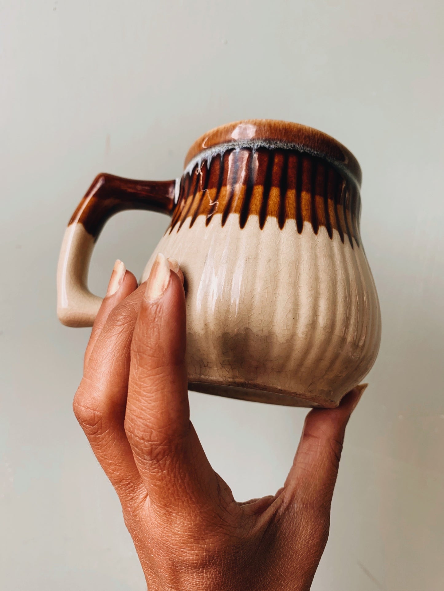Vintage Rustic Hand Thrown Ceramic Crazed Mug