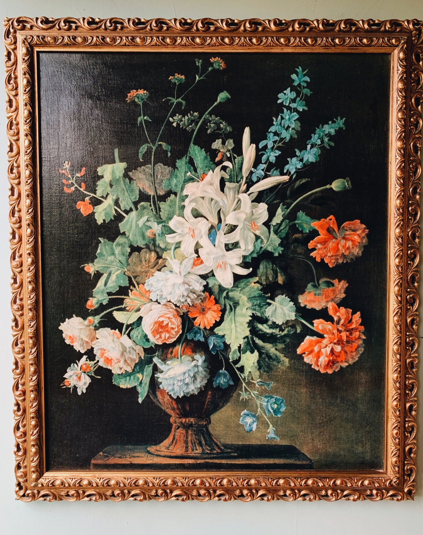 Large Vintage Floral Canvas Artwork (giclees) Framed (UK SHIPPING ONLY)
