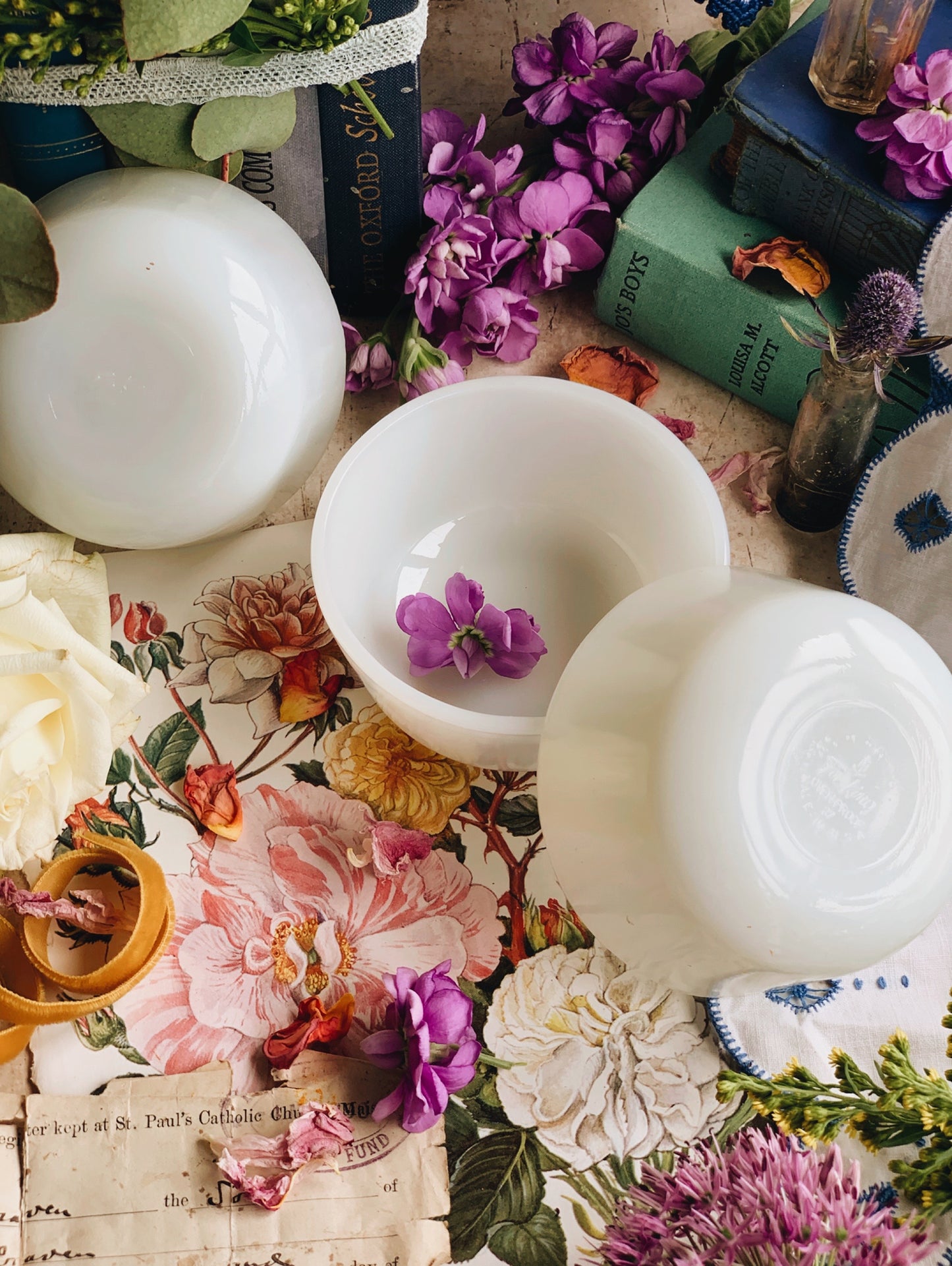 Vintage Anchor Hocking Milk Glass Dishes (four available sold separately)